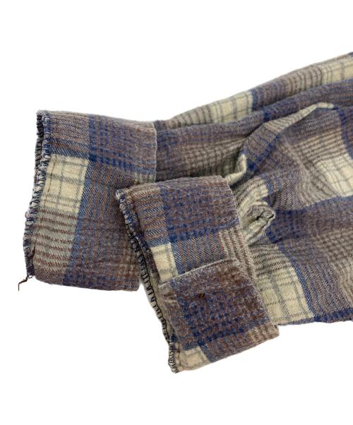 Sears（シアーズ）Sears (シアーズ) ワイドチェックシャツ ネイビー×ブラウン サイズ:XLの古着・服飾アイテム