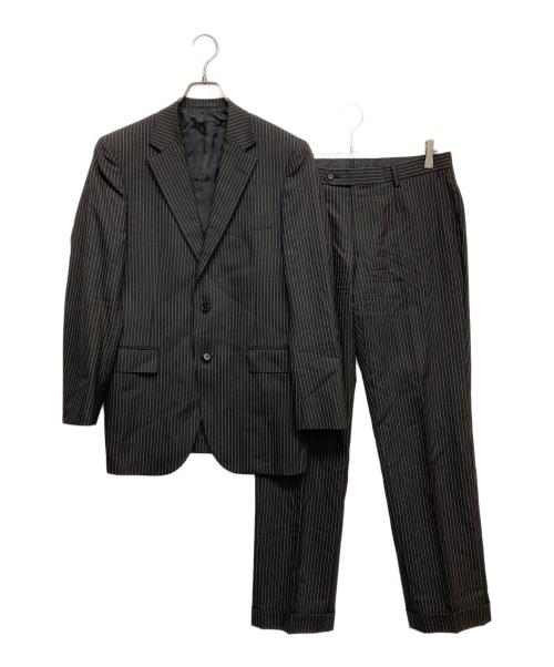 BURBERRY LONDON（バーバリーロンドン）BURBERRY LONDON (バーバリーロンドン) ストライプ2Bウールセットアップスーツ ブラック サイズ:38Rの古着・服飾アイテム