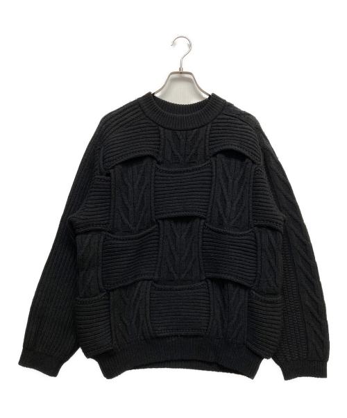 YOKE（ヨーク）YOKE (ヨーク) CROSSING CABLE CREW NECK KNIT ブラック サイズ:2の古着・服飾アイテム