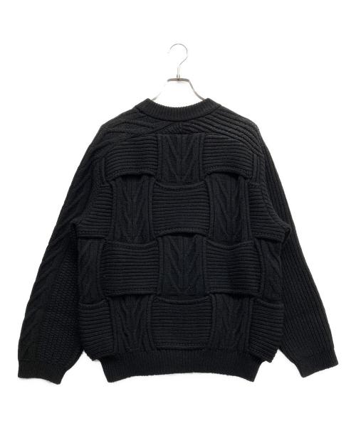 YOKE（ヨーク）YOKE (ヨーク) CROSSING CABLE CREW NECK KNIT ブラック サイズ:2の古着・服飾アイテム