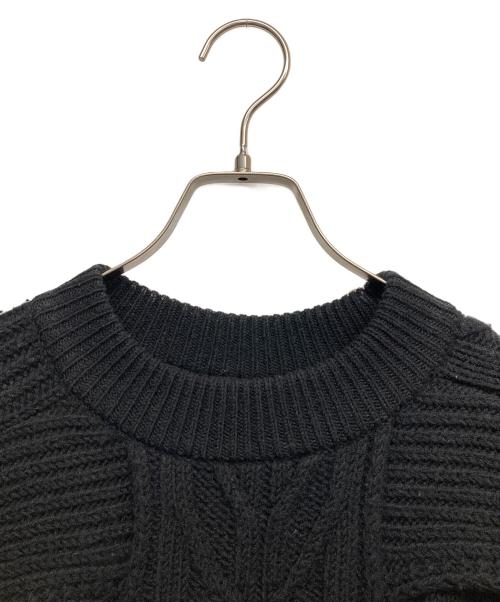 YOKE（ヨーク）YOKE (ヨーク) CROSSING CABLE CREW NECK KNIT ブラック サイズ:2の古着・服飾アイテム