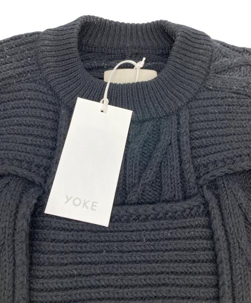 YOKE（ヨーク）YOKE (ヨーク) CROSSING CABLE CREW NECK KNIT ブラック サイズ:2の古着・服飾アイテム