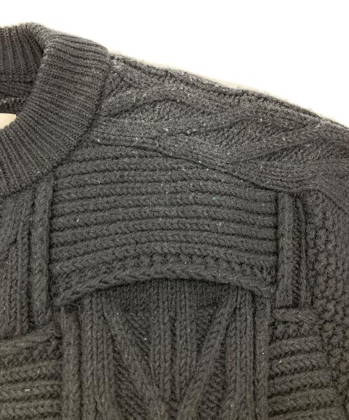 YOKE（ヨーク）YOKE (ヨーク) CROSSING CABLE CREW NECK KNIT ブラック サイズ:2の古着・服飾アイテム