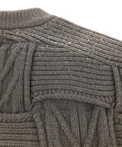 YOKE（ヨーク）YOKE (ヨーク) CROSSING CABLE CREW NECK KNIT ブラック サイズ:2の古着・服飾アイテム