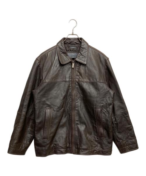 PERRY ELLIS PORTFOLIO（ペリーエリス）PERRY ELLIS PORTFOLIO (ペリーエリス) ラムスキンレザージャケット ブラウン サイズ:Mの古着・服飾アイテム