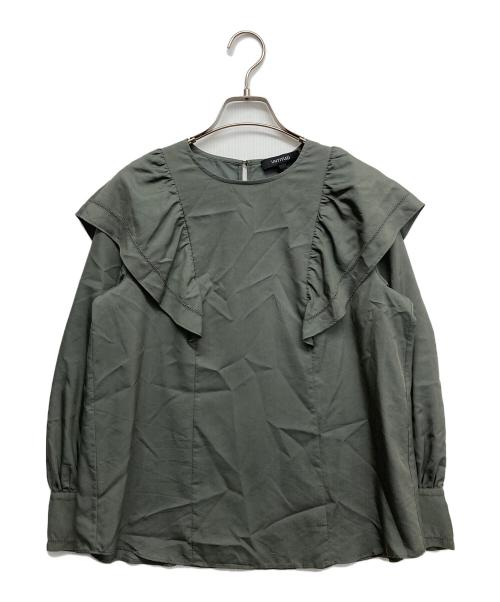 UNTITLED（アンタイトル）UNTITLED (アンタイトル) フェミニンラッフルブラウス グリーン サイズ:38の古着・服飾アイテム