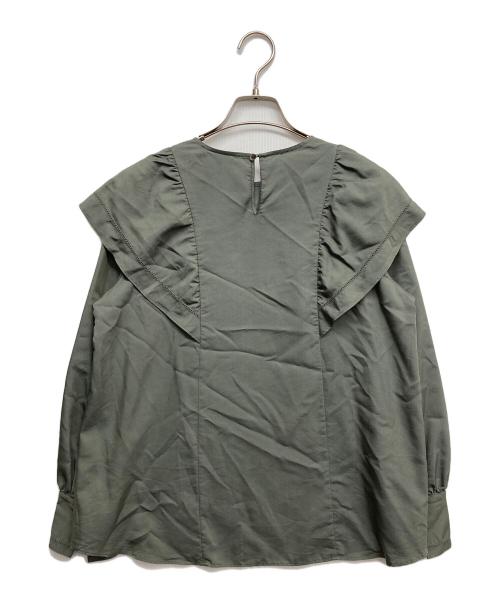 UNTITLED（アンタイトル）UNTITLED (アンタイトル) フェミニンラッフルブラウス グリーン サイズ:38の古着・服飾アイテム