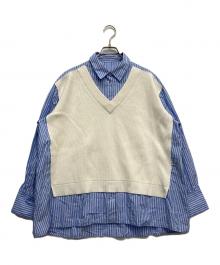 CADUNE（カデュネ）の古着「ドッキングストライプシャツ」｜ブルー×ホワイト