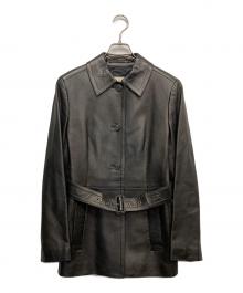 Aquascutum（アクアスキュータム）の古着「ラムレザーコート」｜ブラック