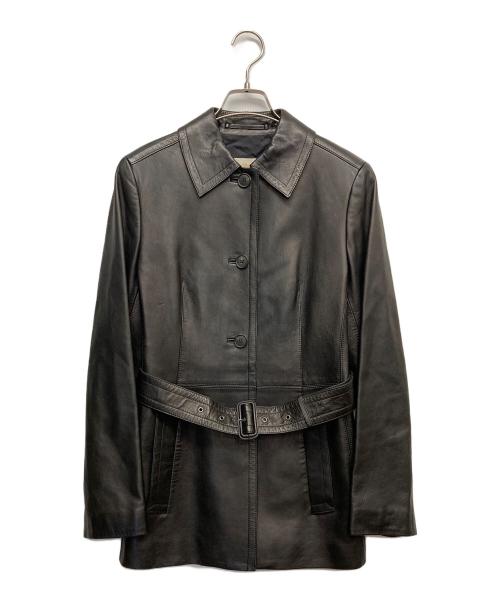 Aquascutum（アクアスキュータム）Aquascutum (アクアスキュータム) ラムレザーコート ブラック サイズ:9の古着・服飾アイテム