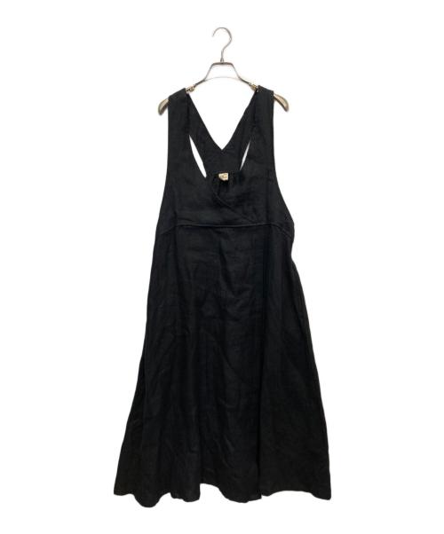 08MAB（ゼロハチマブ）08MAB (ゼロハチマブ) リネンカシュクールジャンパースカート ブラック サイズ:FREEの古着・服飾アイテム