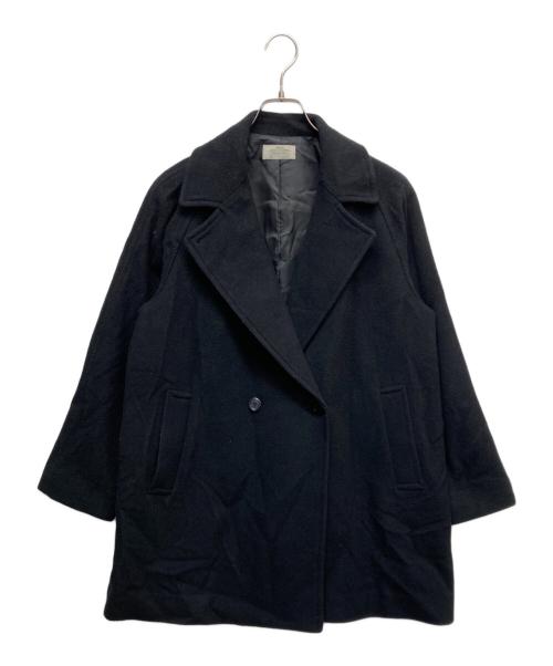 JOURNAL STANDARD relume（ジャーナルスタンダード レリューム）JOURNAL STANDARD relume (ジャーナルスタンダード レリューム) 尾州ウールモッサWブレストハーフコート ブラック サイズ:36の古着・服飾アイテム