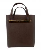 GUCCIグッチ）の古着「ゴールドプレートレザートートバッグ」｜ブラウン