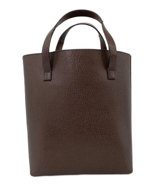 GUCCI（グッチ）GUCCI (グッチ) ゴールドプレートレザートートバッグ ブラウンの古着・服飾アイテム