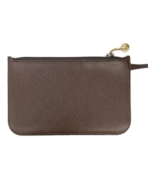 GUCCI（グッチ）GUCCI (グッチ) ゴールドプレートレザートートバッグ ブラウンの古着・服飾アイテム