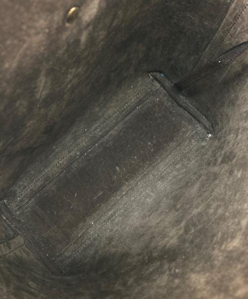 GUCCI（グッチ）GUCCI (グッチ) ゴールドプレートレザートートバッグ ブラウンの古着・服飾アイテム