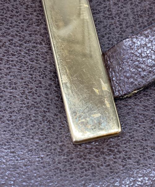 GUCCI（グッチ）GUCCI (グッチ) ゴールドプレートレザートートバッグ ブラウンの古着・服飾アイテム