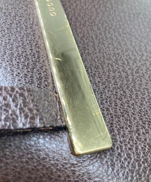 GUCCI（グッチ）GUCCI (グッチ) ゴールドプレートレザートートバッグ ブラウンの古着・服飾アイテム