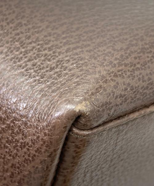 GUCCI（グッチ）GUCCI (グッチ) ゴールドプレートレザートートバッグ ブラウンの古着・服飾アイテム