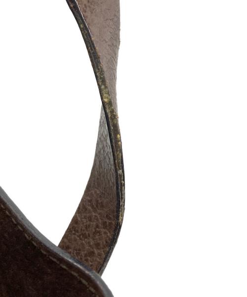 GUCCI（グッチ）GUCCI (グッチ) ゴールドプレートレザートートバッグ ブラウンの古着・服飾アイテム