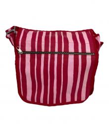 marimekko（マリメッコ）の古着「ストライプキャンバスショルダーバッグ」｜ピンク