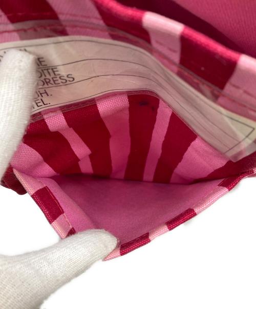 marimekko（マリメッコ）marimekko (マリメッコ) ストライプキャンバスショルダーバッグ ピンクの古着・服飾アイテム
