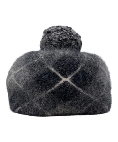 Vivienne Westwood（ヴィヴィアンウエストウッド）Vivienne Westwood (ヴィヴィアンウエストウッド) アンゴラウールチェック柄ニットベレー グレー サイズ:S-Mの古着・服飾アイテム