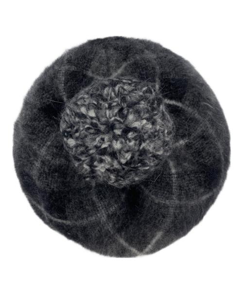 Vivienne Westwood（ヴィヴィアンウエストウッド）Vivienne Westwood (ヴィヴィアンウエストウッド) アンゴラウールチェック柄ニットベレー グレー サイズ:S-Mの古着・服飾アイテム