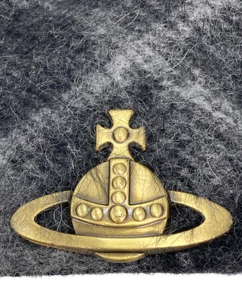 Vivienne Westwood（ヴィヴィアンウエストウッド）Vivienne Westwood (ヴィヴィアンウエストウッド) アンゴラウールチェック柄ニットベレー グレー サイズ:S-Mの古着・服飾アイテム