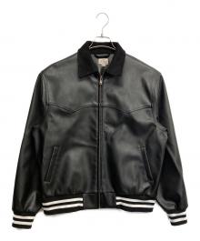 BACKERS（バッカーズ）の古着「フェイクレザーハンティングジャケット」｜ブラック