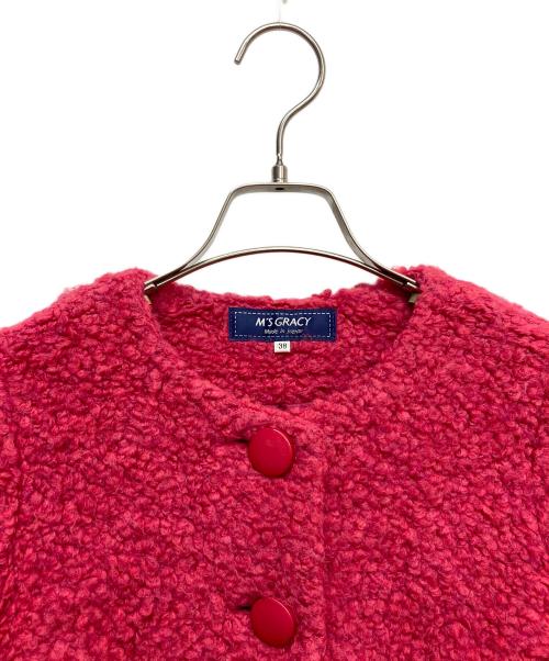 M'S GRACY（エムズグレイシー）M'S GRACY (エムズグレイシー) ノーカラージャケット ピンク サイズ:38の古着・服飾アイテム