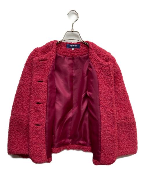 M'S GRACY（エムズグレイシー）M'S GRACY (エムズグレイシー) ノーカラージャケット ピンク サイズ:38の古着・服飾アイテム