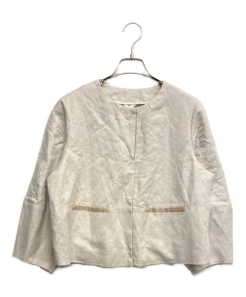 ANAYI（アナイ）ANAYI (アナイ) リネン混ノーカラージャケット ベージュ サイズ:38の古着・服飾アイテム