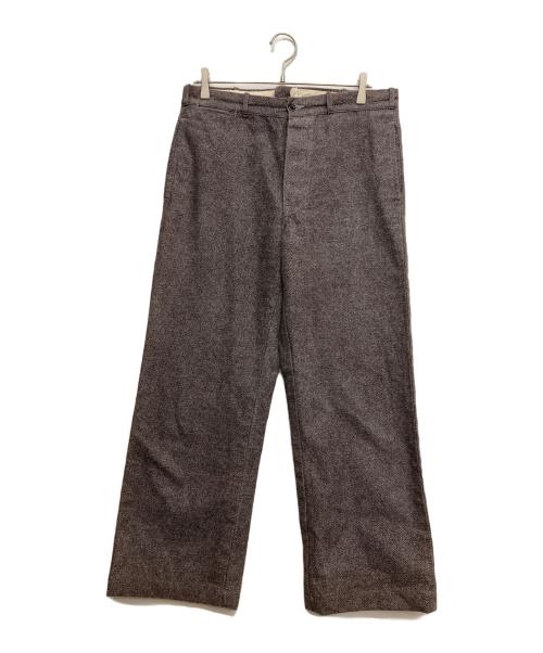 Heller's cafe（ヘラーズカフェ）HELLER'S CAFE (ヘラーズカフェ) ヘリンボーントラウザーパンツ グレー サイズ:34の古着・服飾アイテム