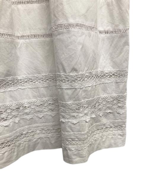 BALLSEY（ボールジィ）BALLSEY (ボールジィ) コットンレースコンビ ヨークギャザーチュニックブラウス ホワイト サイズ:36の古着・服飾アイテム