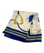 CELINEセリーヌ）の古着「シルクスカーフ」｜ベージュ×ネイビー