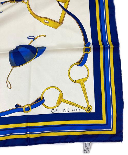 CELINE（セリーヌ）CELINE (セリーヌ) シルクスカーフ ベージュ×ネイビーの古着・服飾アイテム