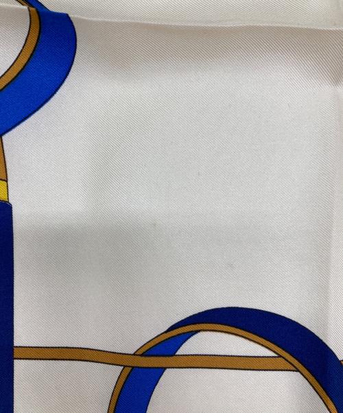 CELINE（セリーヌ）CELINE (セリーヌ) シルクスカーフ ベージュ×ネイビーの古着・服飾アイテム