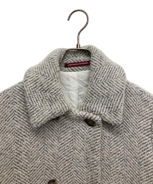 Comptoir des Cotonniers（コントワー・デ・コトニエ）Comptoir des Cotonniers (コントワー・デ・コトニエ) ウールツイードミドルコート ホワイト サイズ:9の古着・服飾アイテム