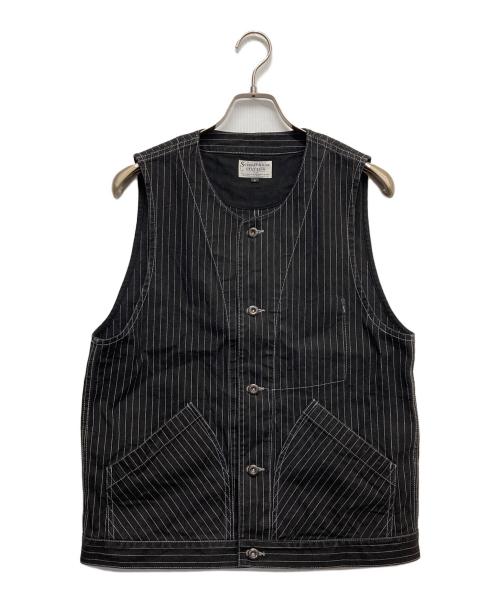 SCHOTT BROS.（ショット）SCHOTT BROS. (ショット) ヒッコリ- デニムベスト ブラック サイズ:Lの古着・服飾アイテム