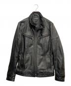 Harufハルフ）の古着「ラムレザーライダース シングル」｜ブラック