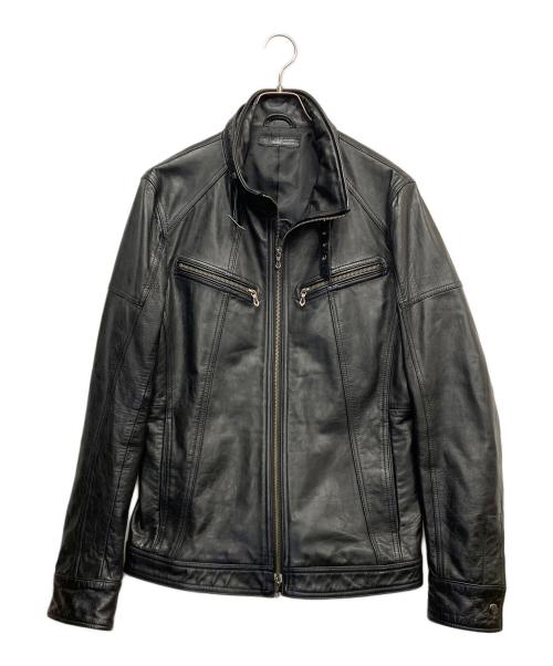 Haruf（ハルフ）haruf (ハルフ) ラムレザーライダース シングル ブラック サイズ:LLの古着・服飾アイテム