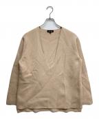 DRAWERドゥロワー）の古着「ウール×カシミア 9G ミラノ編み Vネック プルオーバー」｜ベージュ
