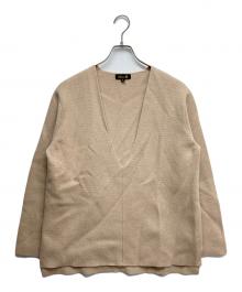 DRAWER（ドゥロワー）の古着「ウール×カシミア 9G ミラノ編み Vネック プルオーバー」｜ベージュ