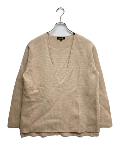 DRAWER（ドゥロワー）Drawer (ドゥロワー) ウール×カシミア 9G ミラノ編み Vネック プルオーバー ベージュ サイズ:2の古着・服飾アイテム