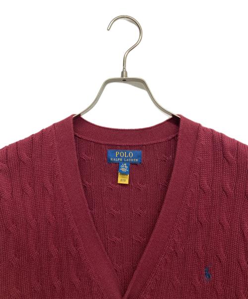 POLO RALPH LAUREN（ポロ・ラルフローレン）POLO RALPH LAUREN (ポロ・ラルフローレン) ニットカーディガン レッド サイズ:Lの古着・服飾アイテム