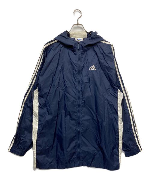 adidas（アディダス）adidas (アディダス) 90’Ｓナイロンフーデッドジャケット ネイビー サイズ:XLの古着・服飾アイテム