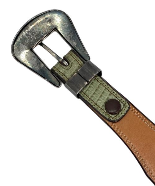 LIZARD（リザード）LIZARD (リザード) 型押しウエスタンベルト グリーン サイズ:32/80の古着・服飾アイテム