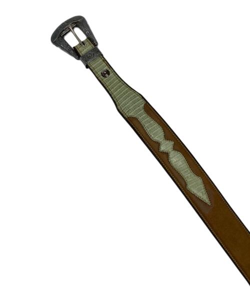 LIZARD（リザード）LIZARD (リザード) 型押しウエスタンベルト グリーン サイズ:32/80の古着・服飾アイテム