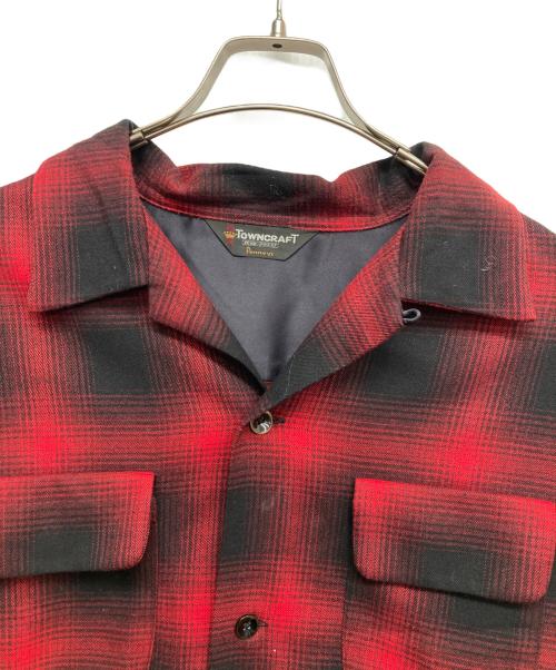 TOWN CRAFT（タウンクラフト）TOWN CRAFT (タウンクラフト) 50S W-FLAP OPEN COLLAR SHIRTS レッド サイズ:Mの古着・服飾アイテム